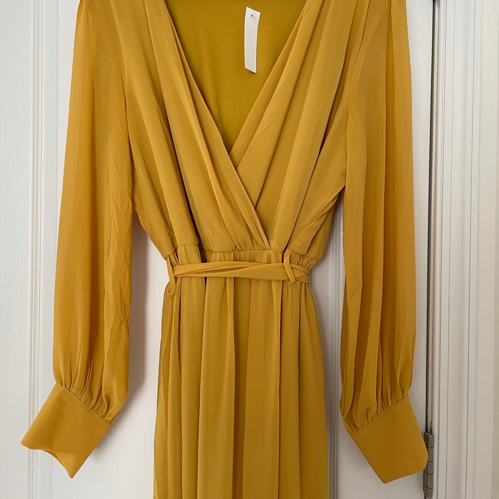 Mustard/Marigold Floor Length Long Sleeve Dress
